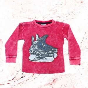 Awesome Hockey Skates Red Kids Long Sleeve Shirt Thermal Feel Size 3 Mish Boys